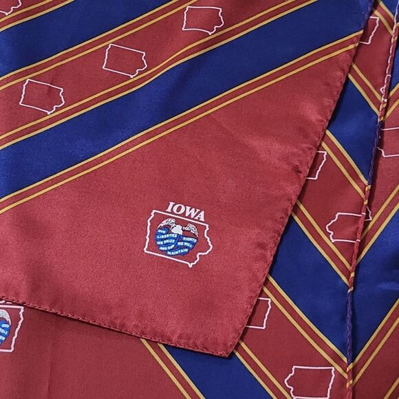 Red And Navy Stripe Iowa Silk Oblong Scarf - Picture 7 of 7